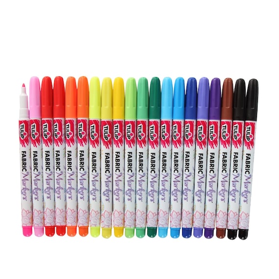 20 Fabric Markers, Tulip Medium Tip 20 Colored Fabric Paint Markers 