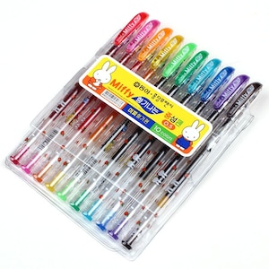 Korean Stationary Miffy Bunny Colored Gel Kawaii Cute Pens, Scented; Adult Coloring Books, Bible Journaling, DONG-A Miffy Bunny 10 Gel Pens