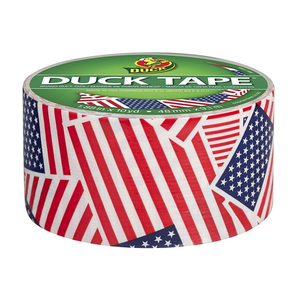 U.S. Flag Printed Duct Washi Tape, 1.88" (48mm) x 10Y (9M) Decorations, Gift Wrapping, Planners, Scrapbooking, Card Making