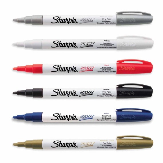 Sharpie Paint Oil-based Permanent Markers, Set of 6 Colors Black, Red,  Blue, White, Silver, Gold Sharpie Oil Paint Markers 