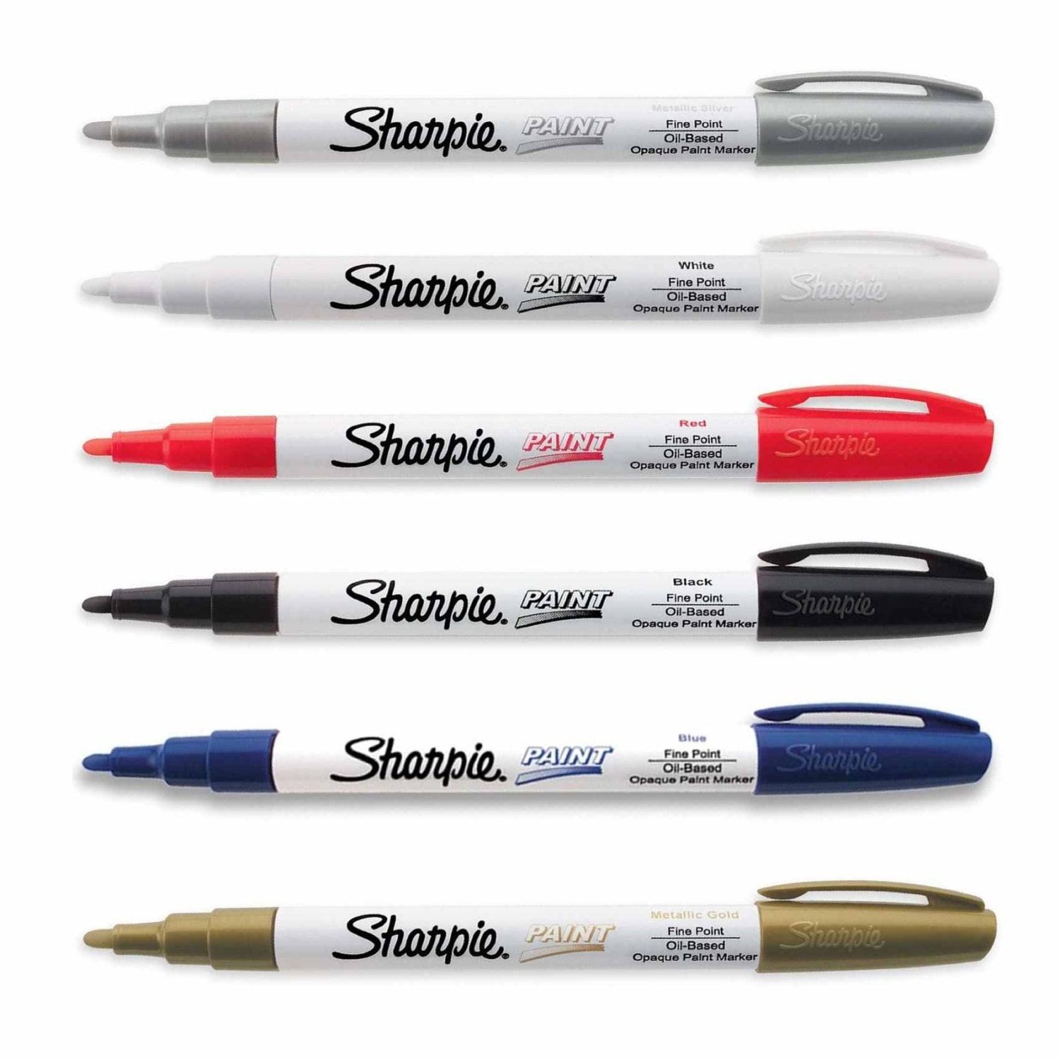 Sharpie Paint Oil-based Permanent Markers, Set of 6 Colors Fine