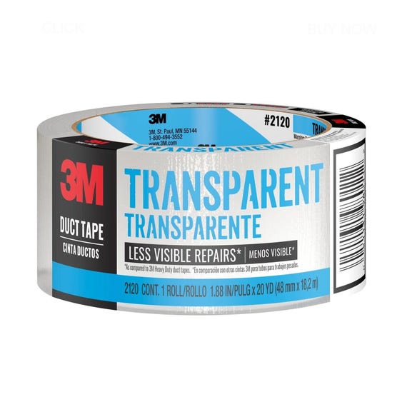 Transparent Duct Tape 1.88 Inches by 20 Yards, Clear, Strong