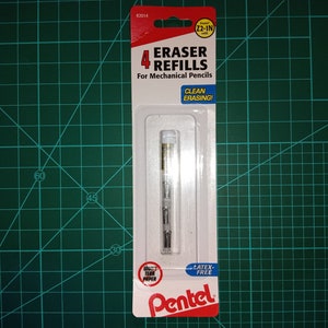 4 Pentel Eraser Refill for Pentel Pencils, 4 Eraser per Tube, White PENZ21N; Automatic Pencil Pencil Eraser Refills