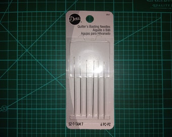 6 Quilter's Basting Hand Needles, Size 7, Long, Fine, Nickel Quilting Needles, Dritz 3047