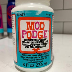 Sellador a base de agua Mod Podge apto para lavavajillas, pegamento y acabado, adhesivo para decoupage, brillante, 8 oz, 236 ml, CS15059