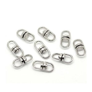 50 Silver Tone Metal Swivel Key Ring Connectors. Jewelry Making, Accessories, Craft Supplies.