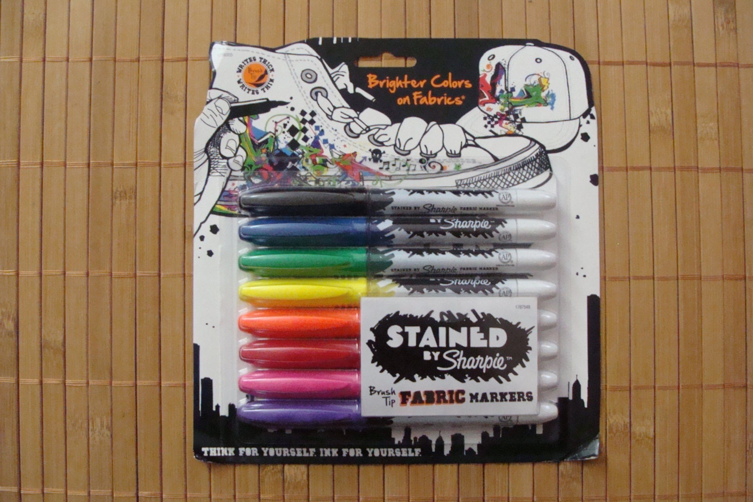 8/Pack Medium Brush Tip Assorted Colors Sharpie Stained Fabric Markers
