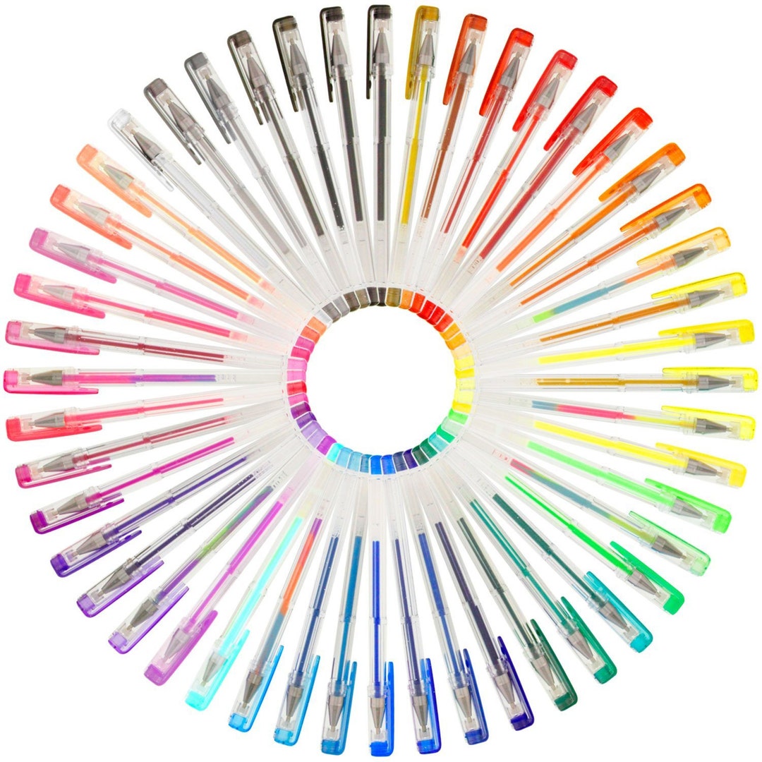 Gel Pens for Adult Coloring Books 48 Glitter Gel Ink Pen Set with Case - Perfect