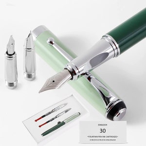 Calligraphy Fountain Pen, 3 Nibs: Interchangeable Fude Bent Calligraphy Nib, Fine and  Medium Standard Tip; Push in Style Ink Converter.