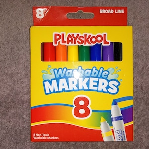8 Washable Jumbo Markers, Playskool Markers, Pens