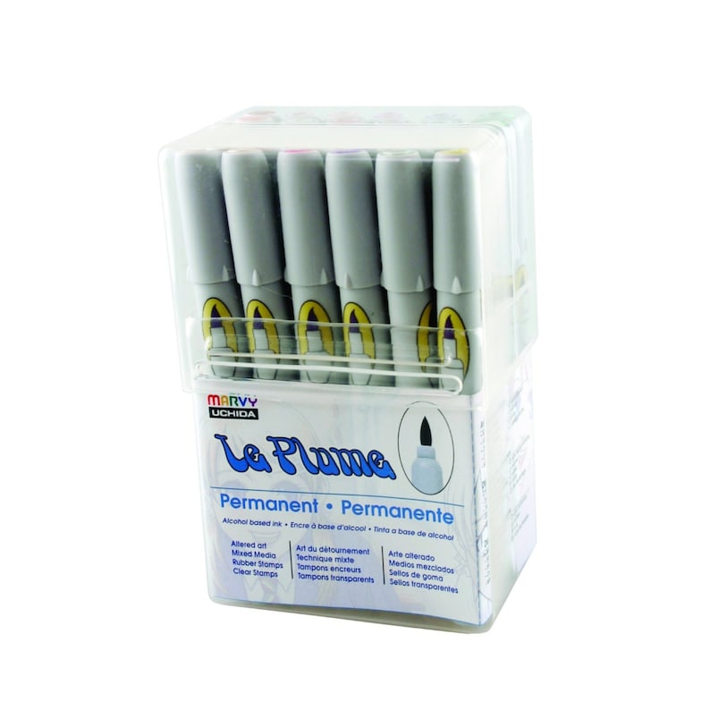 Book Coloring 24 Pastel Pro Fine Brush Tip Paint Markers Scrapbooking Alchohol Based Marker Pens; Uchida Le Plume Rubber Stamp Anime