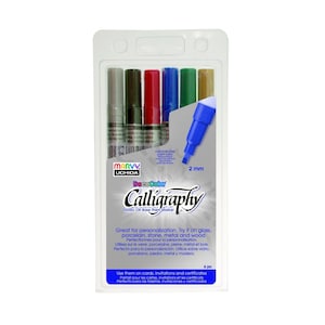 Conjunto de marcadores de tinta para caligrafia Uchida Marvy, ponta de 2 mm, 6 cores; Tinta à base de óleo; Caligrafia, mangá, anime, scrapbooking, livros para colorir para adultos