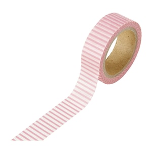 Pink/White Stripe Washi Tape, 5/8&quot; (16mm) x 26 Feet (8 Meters) Decorations, Gift Wrapping, Planners, Scrapbooking Card Making Wedding