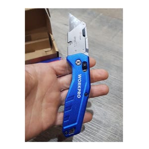 Heavy Duty Folding Utility Knife, Metal Body, Quick Open, Quick Blade Change Craft Razor Knife, with 10 Blades, WORKPRO W011051AJ.JP