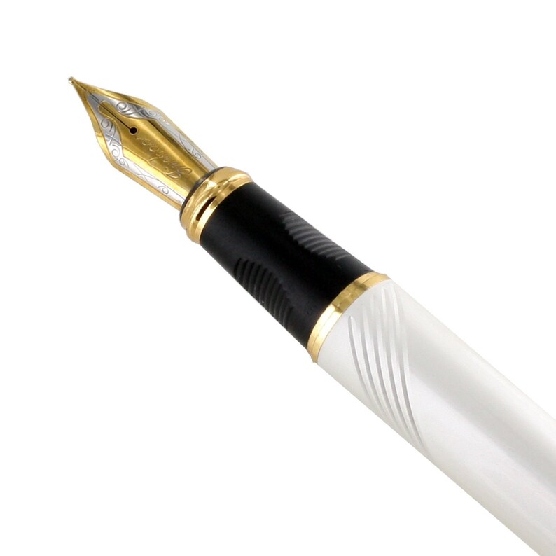 Fountain Pen 18K Gold Nib Offwhite Gold Trim Fountain Pen Etsy
