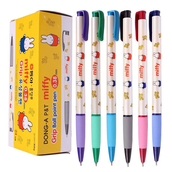 Korean Colored Gel Ink Kawaii Cute Pens DONG-A Miffy Grip Bunny Adult  Coloring Books, Bible Journaling, Planer Midori, 24 Gel Pens, 6 Color 