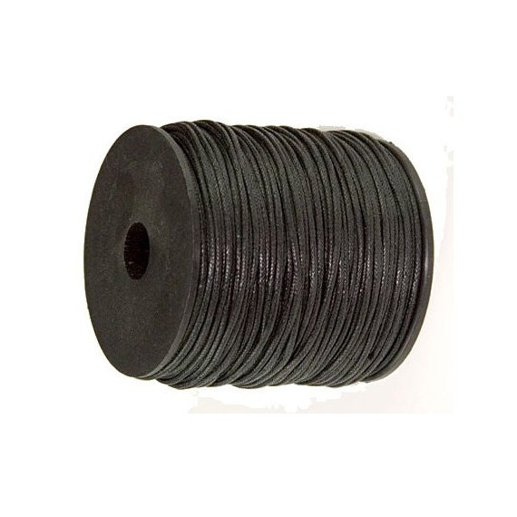 Black Waxed Cotton Cord, 2mm Thick, 100 Meters Long. Full Spool.