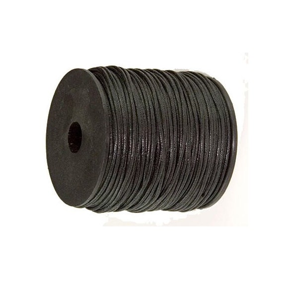 Black Waxed Cotton Cord, 2mm Thick, 100 Meters Full Spool