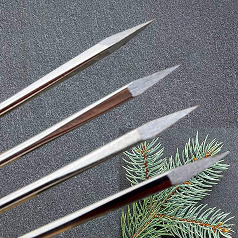 6 Large-Eye Leather Stitching Needles; Triangle Pointed Tip and Thick Shaft Steel Needles