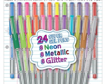 Bolígrafos de gel para colorear de punta fina de 0,7 mm; ideales para libros de colorear para adultos, dibujo, diario de estudio bíblico, scrapbooking; metálicos, neón y con purpurina.