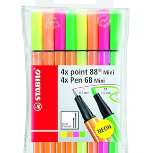 Stabilo never Bleed or Smear Calligraphy Book Coloring Fine Tip 18 Mini  Pens Markers 0.4mm, Tip, Point 18 Color Pens Sturdy Wallet Set 