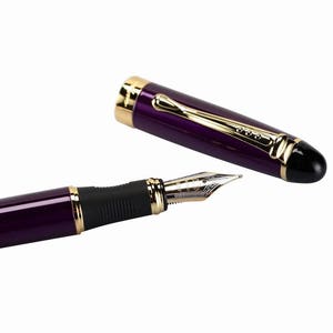 Purple Gold Fountain Pen, 18K Gold Nib Fountain, Ink Pen Penne Stilografiche Füller Stylo à Plume 万年筆 Перьевая ручка, Fyllepenn image 2