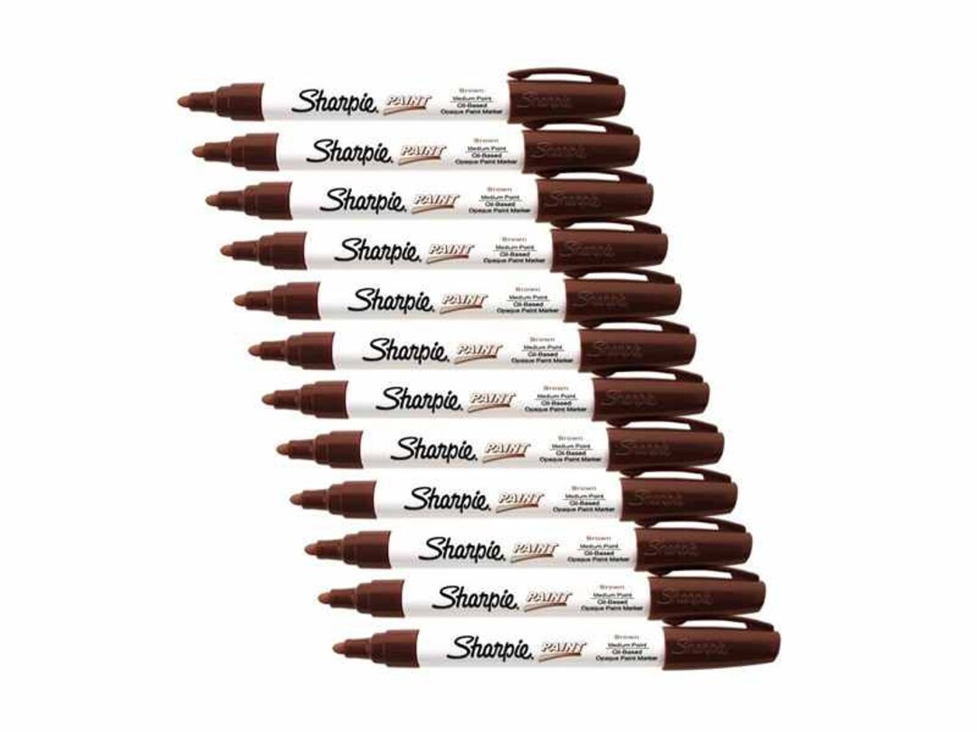 Sharpie Oil-Based Paint Marker, Medium Point, Brown Ink, Pack of 3 