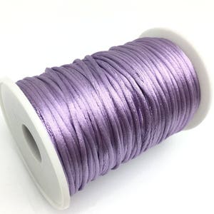 Light Purple Rattail Satin Trim Cord, Thread, Rope; Chinese Knot, Kumihimo, String Beading, DIY Jewelry, Braided Bracelet; 2mm, 100 Yards