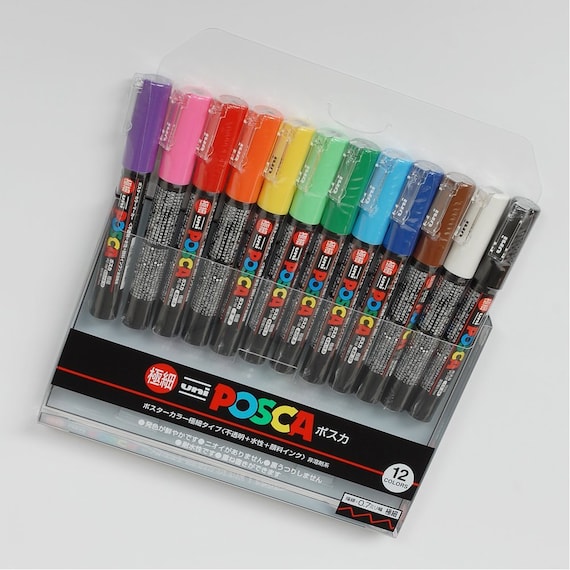 Uni Posca Paint Marker - Extra Fine Point - 12 Color Set