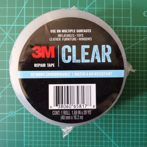 3M Clear Repair Tape, Water, UV Moisture Resistant, Transparent Strong Duct Tape, Indoor & Outdoor, 1.88in x 20yd, 4.8cm x 18.3m