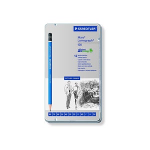 Artists Pencil Set, Staedtler Mars Lumograph Graphite Pencils; Soft Set; 12 Degrees; Drawing, Sketching Pencils Staedtler Pencils