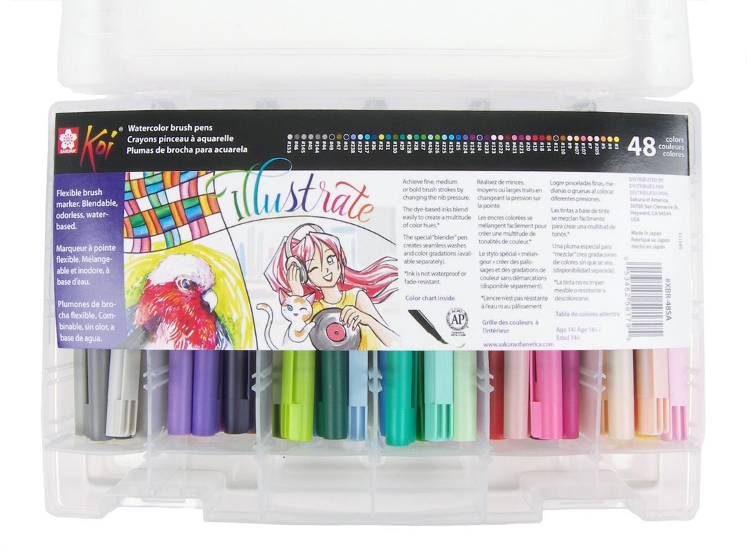 Sakura Koi Brush Pen Set, Colored Sakura 48 Brush Pens; Anime