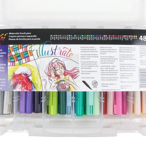 Sakura Koi Brush Pen Set, Colored Sakura 48 Brush Pens; Anime, Manga, Art, Drawing