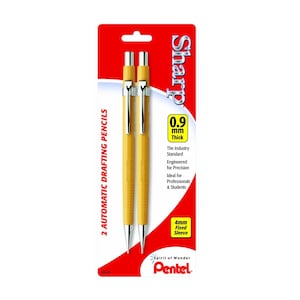 2 Pack; 0.9mm Pentel Sharp Mechanical Pencils; Pentel Sharp Automatic Drafting Pencil, Pentel Mechanical Drawing Pencil