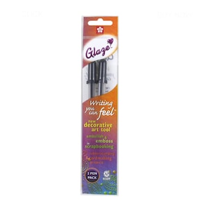 2 Gloss Black Sakura Glaze 3 Dimensional Glossy Ink Pens; Adult Book Coloring, Bible Studies, Planners, Scrapbooking, Cards, Ceramic, Glass