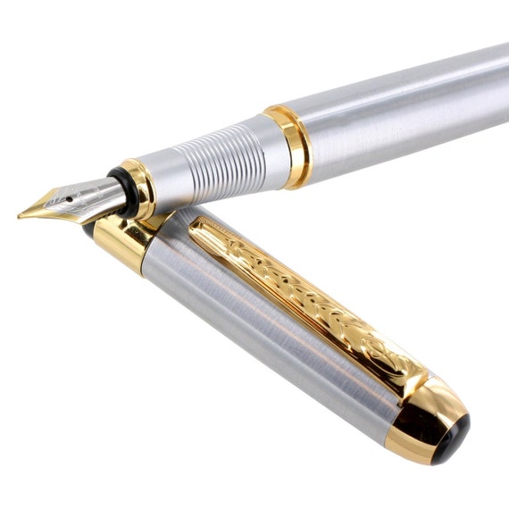 18k pennino in oro penna stilografica, penna di Fontana in acciaio inox,  per la scrittura, calligrafia, disegno, inchiostrazione -  Italia