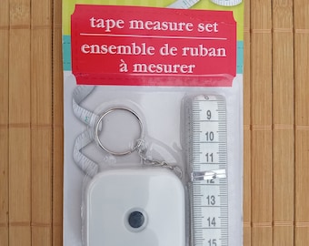 Tape Measure Set, Spring Retractable Auto Rewind & Foldable Measuring Tape, New! Crafter's Square Notions, White, Inch/CM, Rare/Discontinued