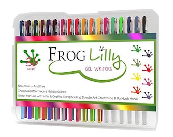 36 bolígrafos de gel para colorear; ideales para libros de colorear para adultos, dibujo, estudio bíblico, agendas y scrapbooking; en tonos neón, con purpurina, metálicos y pastel lechoso.