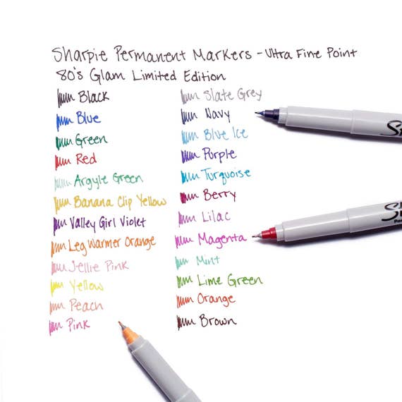 Sharpie Limited Edition 80s Glam Permanent Marker Fine Point Tip 24 Colors Pack Drawing Coloring Pens Markers Sharpie Arts Crafts