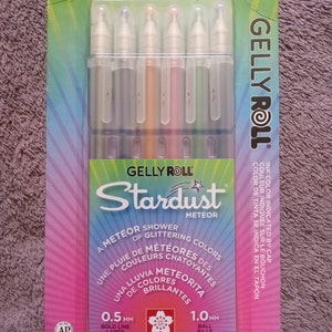 6 Gelly Roll Stardust Bold Point Pens, Meteor Collection, INSC-337904