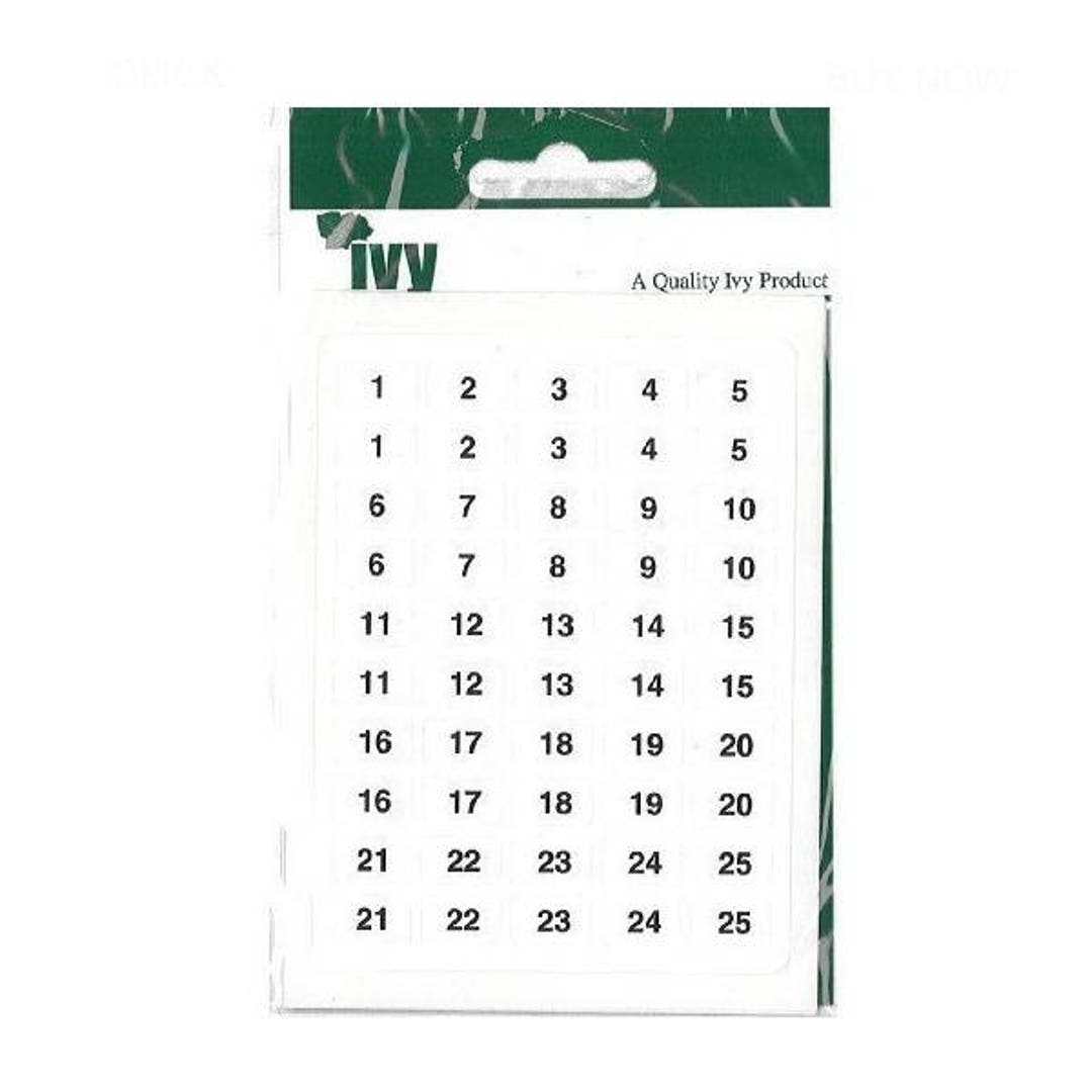 Ivy Self-Adhesive Small Number Labels 1-200 [16 - of Each Number = 3200 Labels]