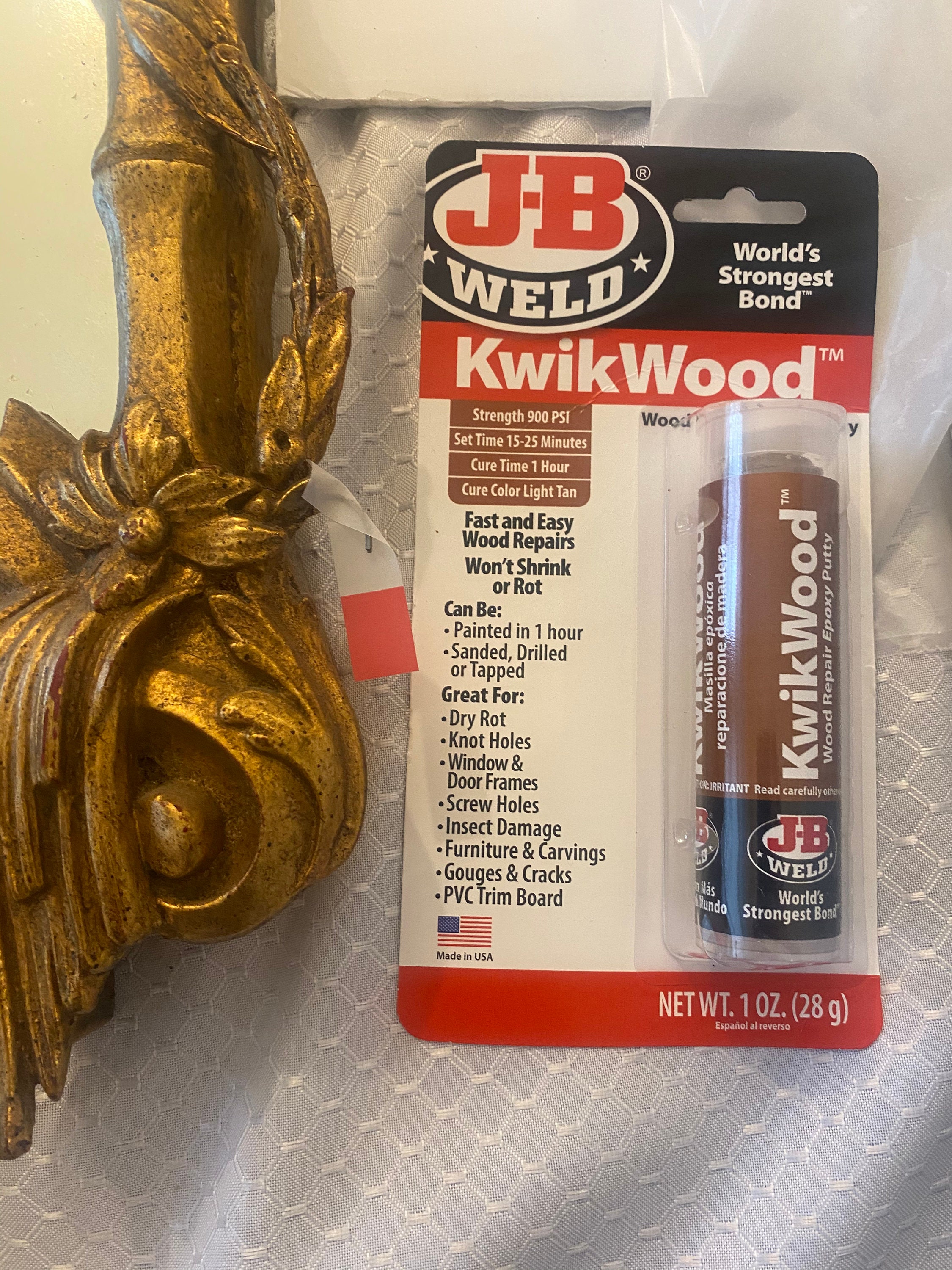 J-B Weld Tan Kwikwood Wood Repair Epoxy Putty Stick 1 Oz 1oz