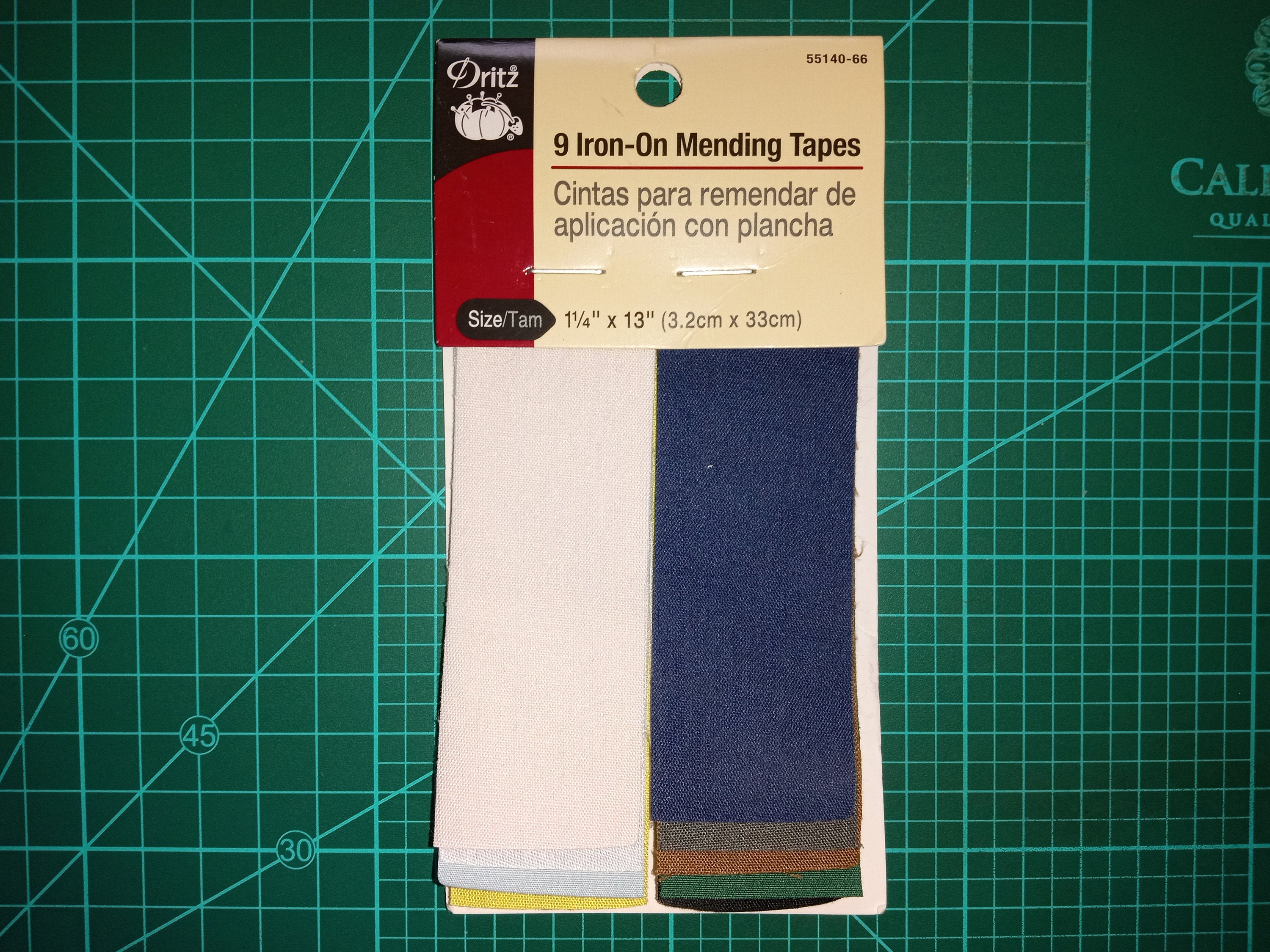 Iron on Mending Tape, Patches, 1 1/4" x 13", 3cm X 33cm; 9 Count, Dritz Assorted Mending Tape, Colors May Vary