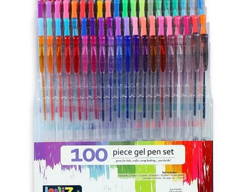 100 Unique Coloring Gel Pens; Adult Coloring Books, Drawing, Bible Journaling, Planner, Scrapbooking Gel Pens; Neon Pastel Metallic Glitter