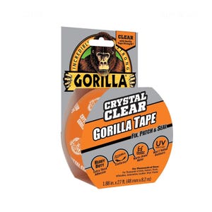 Transparent Duct Tape; 1.8 Inches x 9 Yards, Clear, Strong, Waterproof, Temperature, UV Resistant, Multipurpose Duct Tape, Gorilla