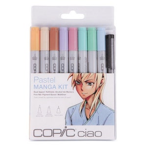 Copic Manga Pastel Colors Markers; Copic Ciao Manga Set of 9 Pens