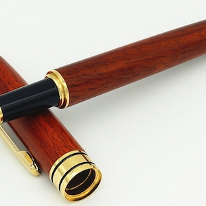 Penna stilografica classica in palissandro con scrittura liscia, penna stilografica con pennino medio in oro rosa da 18 kgp, penna a inchiostro eccellente per calligrafia, disegno, inchiostrazione