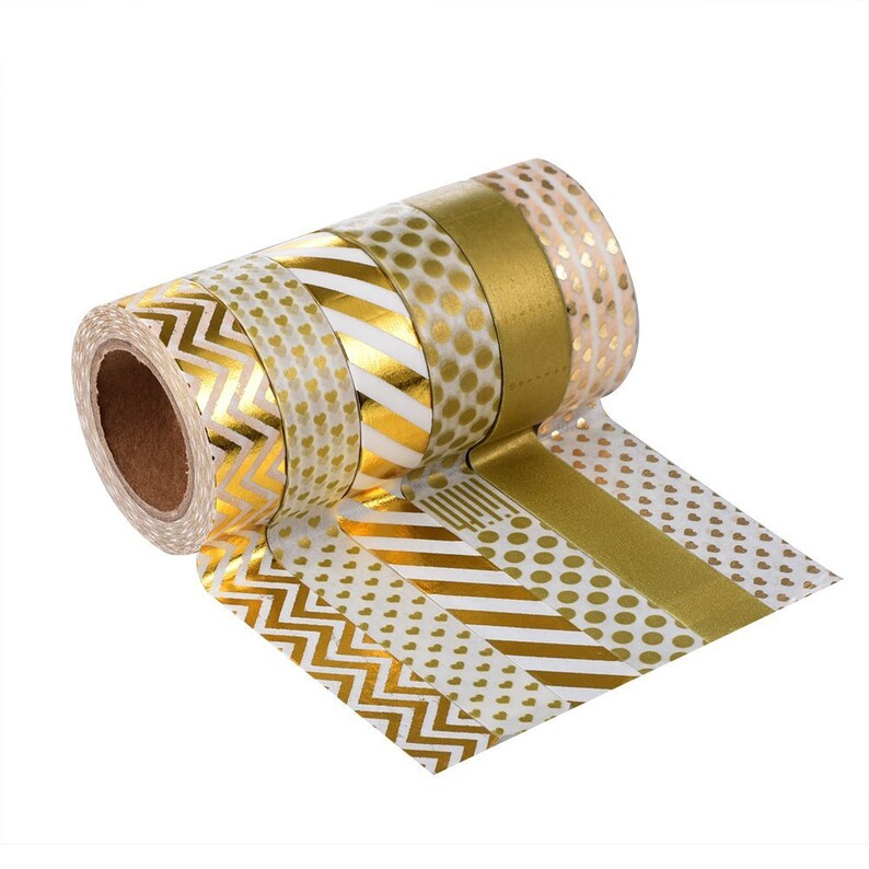 Japanese Gold Foil Washi Masking Tapes Set of 6 Patterns Etsy