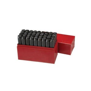 Set di timbri per punzoni in metallo da 3/8 pollici, 9,525 mm, set di timbri per lettere maiuscole e numeri; punzoni per metallo, legno, plastica e pelle