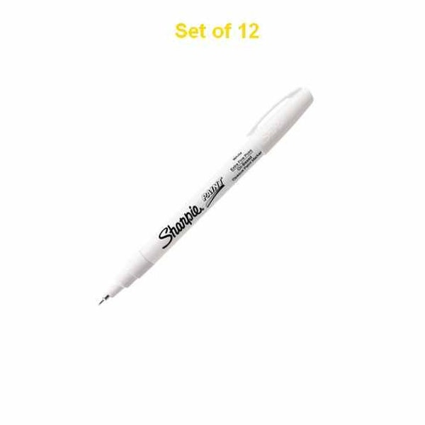 12 Sharpie Paint White Oil-Based Permanent Markers, Extra Fine Point; Illustration, Drawing, Blending, Shading, Rendering, Arts, Craft